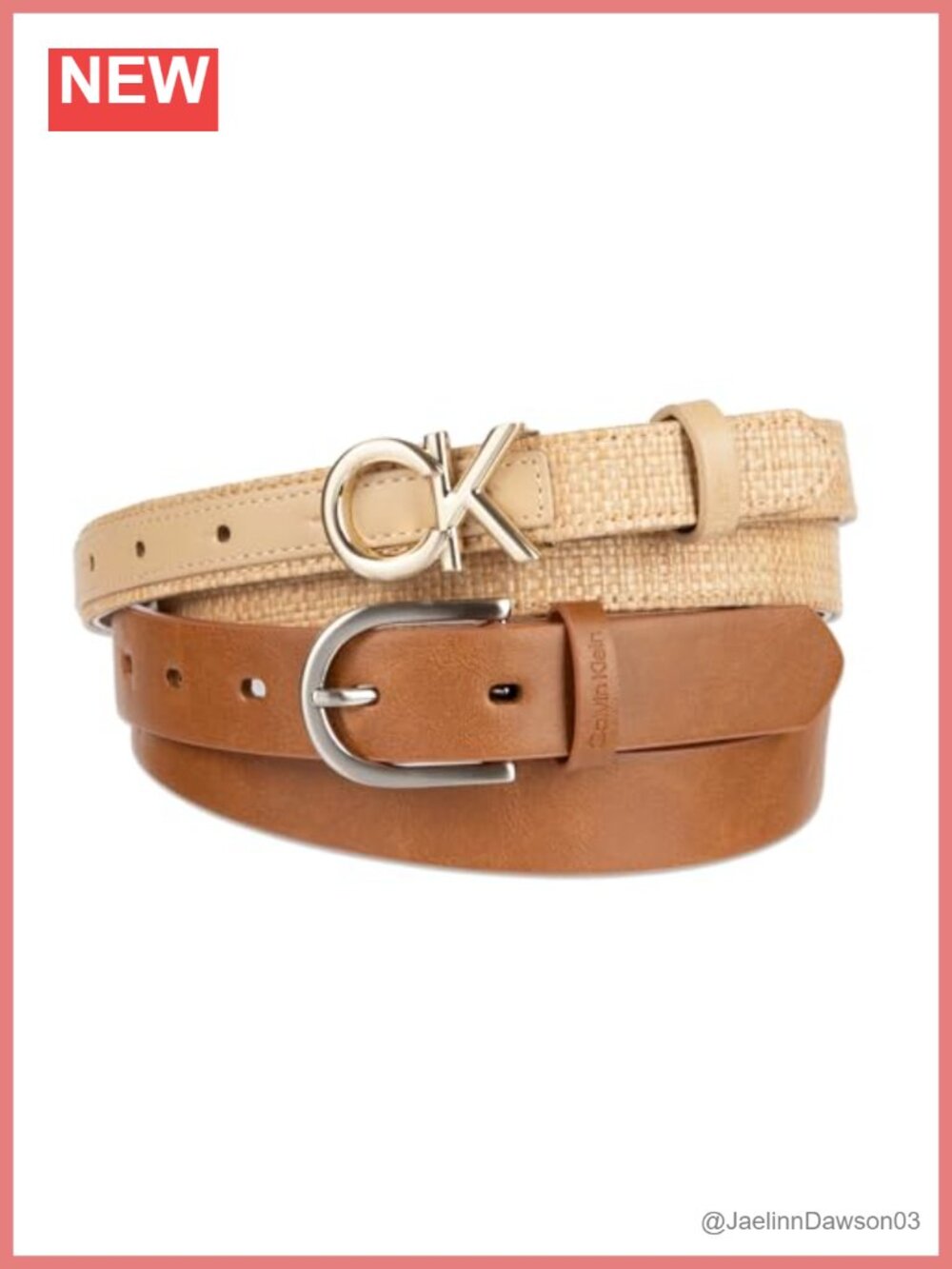 2 Pack Slim Leather Fashion Belt Set with Logo Buckle